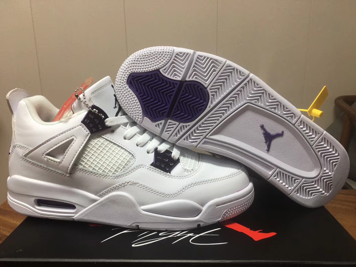 2020 Air Jordan 4 Retro White Purple Shoes